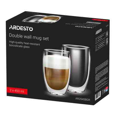 Набор стаканов Ardesto з подвійними стінками BGR 450 мл 2 шт прозорий (AR2645BGR) Винница