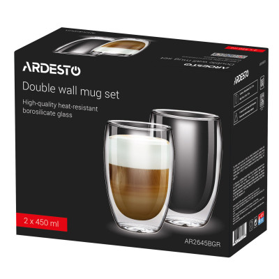 Набор стаканов Ardesto з подвійними стінками BGR 450 мл 2 шт прозорий (AR2645BGR) Винница - изображение 2