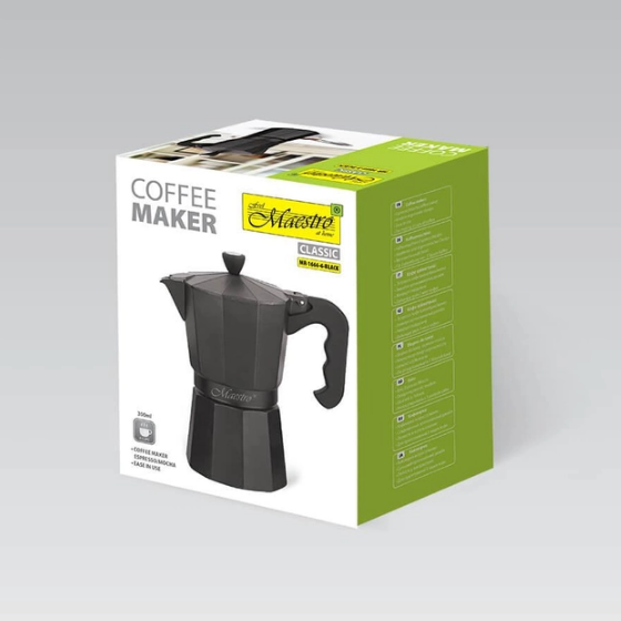 Кавоварка гейзерна 450мл (9 порцій) алюмінієва MR-1666-9-BLACK Espresso Moka Maestro Житомир