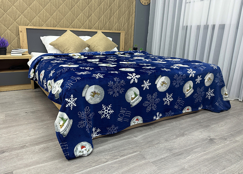 Плед-покривало Decorator WellSoft 200х220 см з різдвяним принтом Синій (87-172) Київ - фото 5
