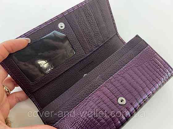 Фіолетовий жіночий гаманець із натуральної лакової шкіри Hassion AE 501 Київ