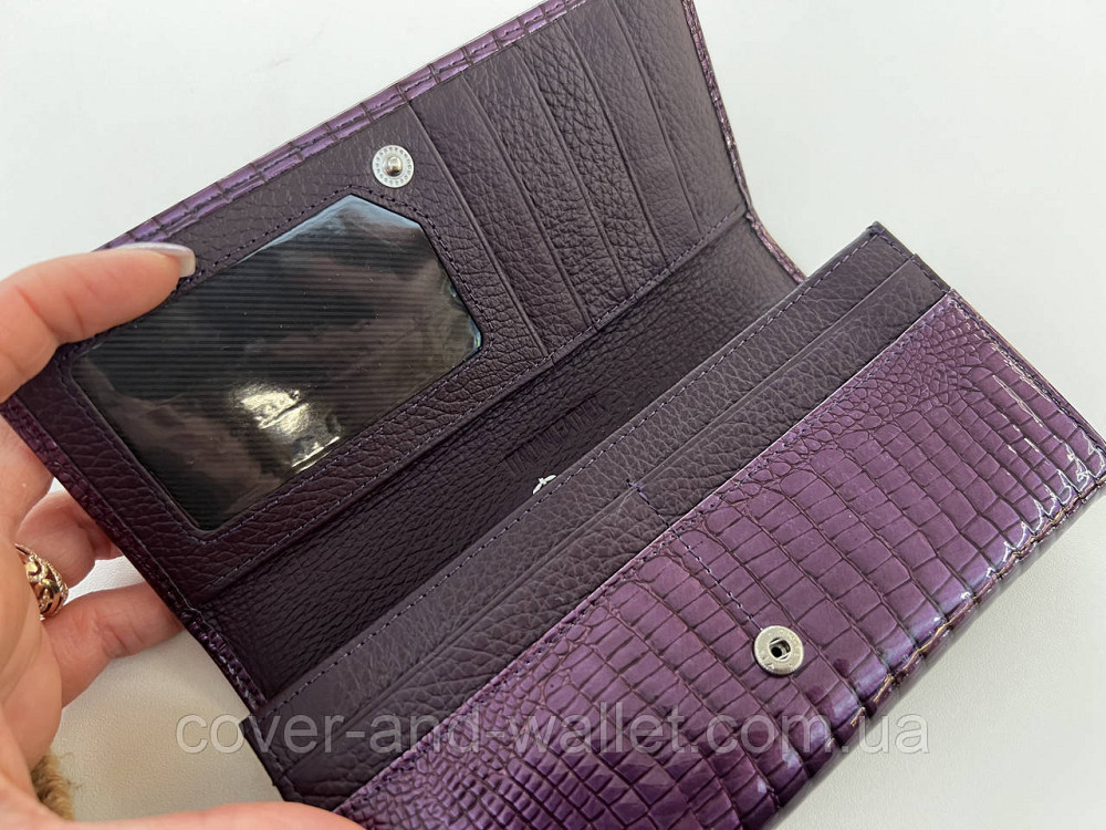 Фиолетовый женский кошелек из натуральной лаковой кожи Hassion AE 501 Киев - изображение 3