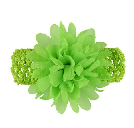 Дитяча салатова пов'язка на голову - окружність голови приблизно 26-50см, діаметр квітки 10см Київ - фото 1