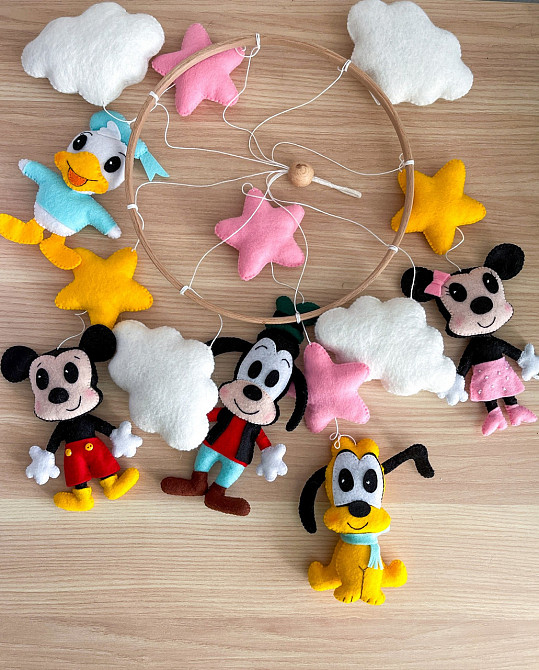 Дитячий музичний мобіль на ліжечко для немовлят WooolyWool «Міккі» з 35 мелодіями Київ - фото 4