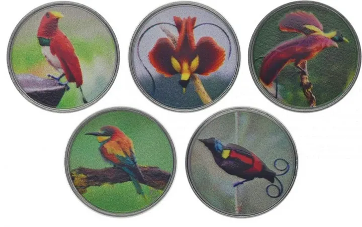 Острів Бугенвіль набір із 5 медалей по 3 кіна 2020 UNC Райські птахи Полтава - фото 1