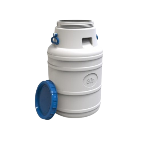 Бідон харчовий 80л білий кришка з ущільненням (d28см/синя) LITOLAN Житомир