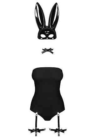 Еротичний костюм кролика Obsessive Bunny costume L/XL, black, боді, чокер, гартери, панчохи, маска Sex Aura Київ