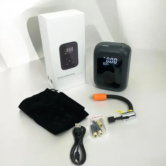 Портативний акумуляторний компресор із цифровим дисплеєм для авто, мото- та велосипеда, USB заряджання Одеса - фото 2