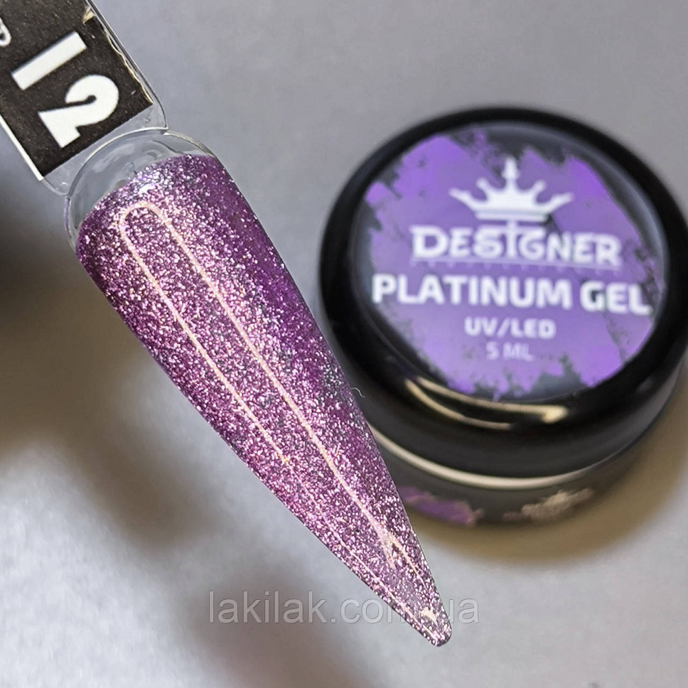 Гель-фарба P12 Designer Platinum Gel з блистками 5мл Херсон - изображение 1