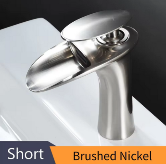 Змішувач для умивальника, раковини з латуні дизайнерський, одноважільний покриття матовий нікель Кам'янець-Подільський