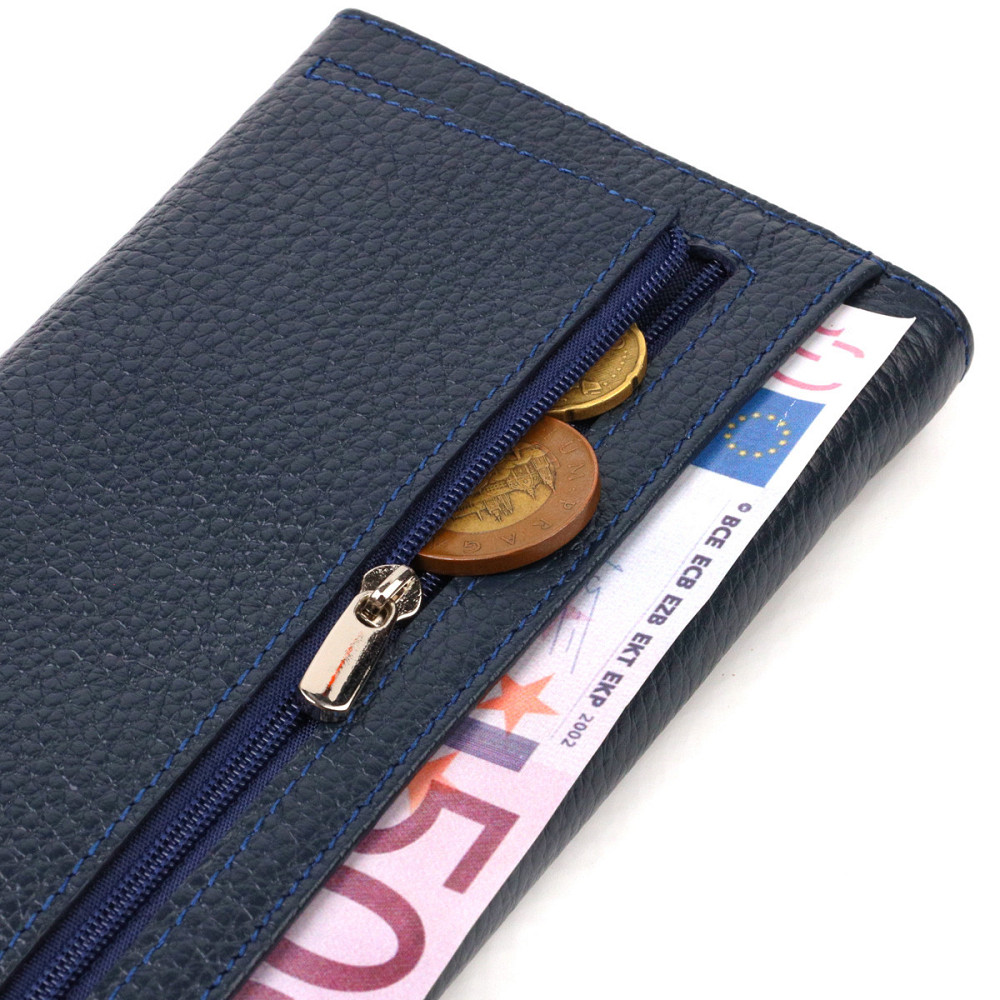 Удобное женское портмоне из натуральной кожи флотар CANPELLINI 21702 Синее Киев - изображение 5