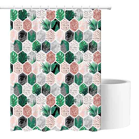 Шторка для ванны из полиэстера водонепроницаемая Bathlux 180x180 см с кольцами, занавеска для ванной комнаты Каменец-Подольский