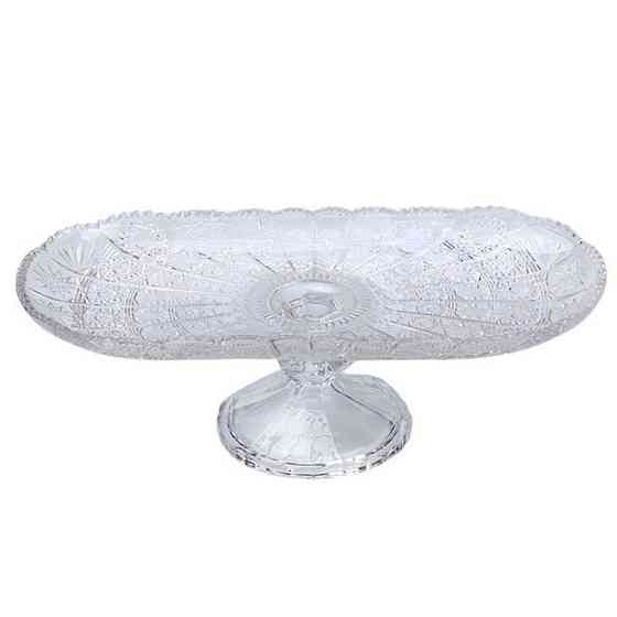 Овальная стеклянная фруктовница на ножке 33.5 см Киев