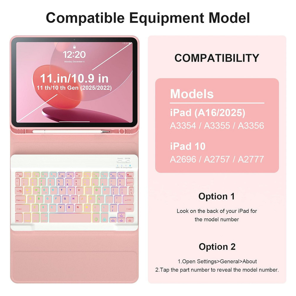 Чехол с клавиатурой для iPad 10 10.9 дюйма 2022 QWERTY Bluetooth подсветка 7 цветов из PBT без стилуса Киев - изображение 2