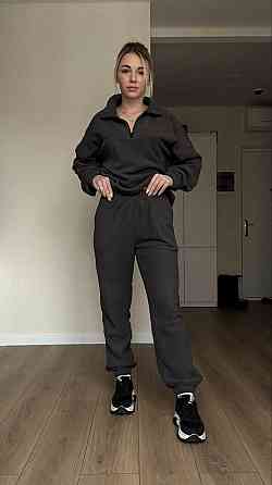 Жіночий теплий прогулянковий костюм-двійка: кофта та штани з полар флісу Графіт, 50/52 Одеса
