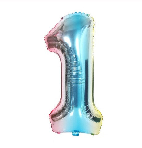 Шарик цифра 1 фольгированная 32 дюйма разноцветный Киев - изображение 1