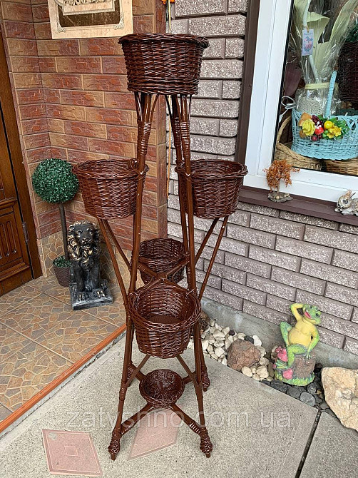 Плетеная коричневая подставка для 6шт вазон или цветов Киев - изображение 7