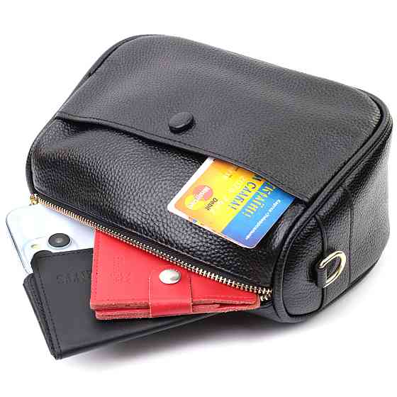 Сумка кросс-боди для женщин на каждый день из натуральной кожи Vintage 22590 Черная Киев