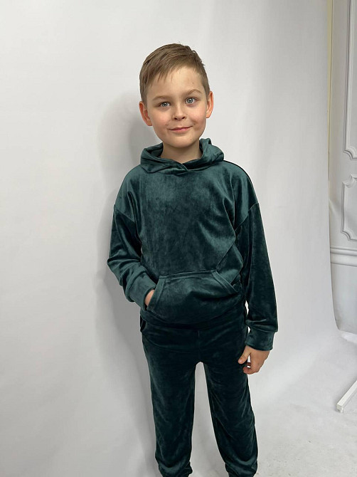 Дитячий велюровий костюм Кенгуру 110-116 Смарагдовий Харків - фото 5