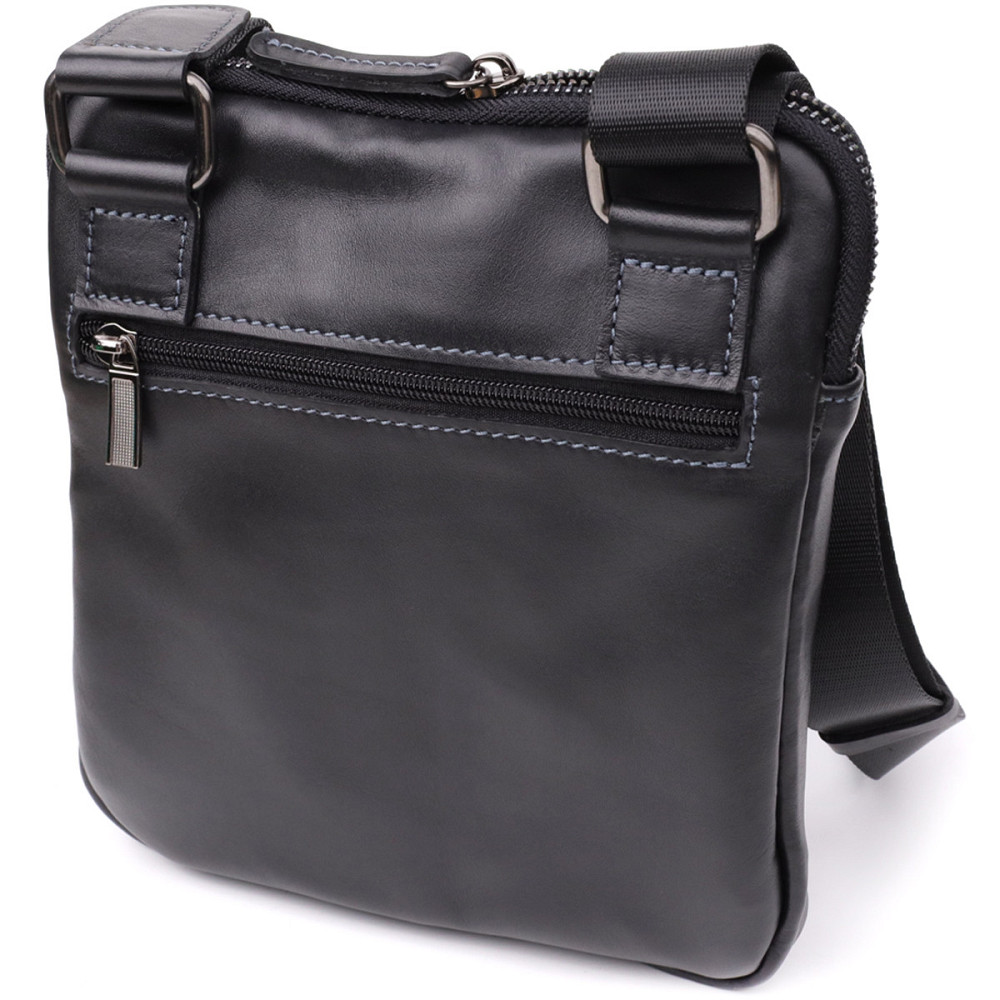 Стильная и практичная мужская сумка на плечо из натуральной гладкой кожи Черный (SHVIGEL) Киев - изображение 6