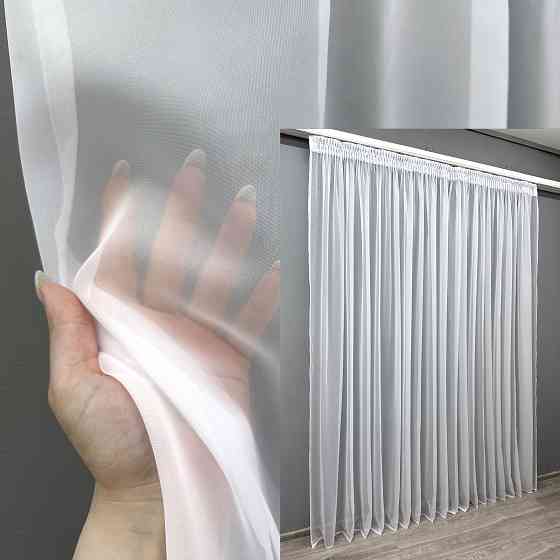 Тюль с тесьмой Вафелька VR-Textil н101 Шифон однотонный Белый 500х250 см (44-013) Киев