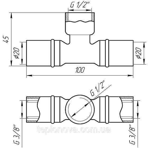 Тройник с внутренней резьбой пресс APE AP 132 20х1/2″х20 ITALY Черновцы