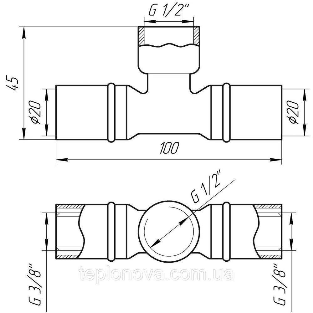 Тройник с внутренней резьбой пресс APE AP 132 20х1/2″х20 ITALY Черновцы - изображение 2