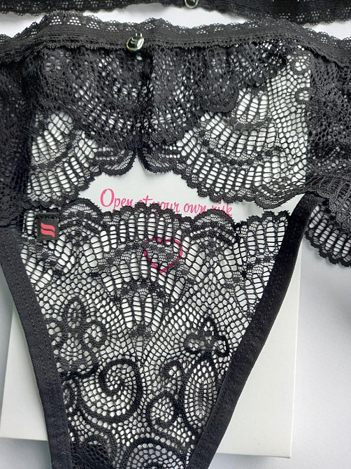 Жіночий мереживний комплект білизни Obsessive Firella set L-XL чоорний Славута - фото 6
