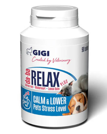 GIGI да-ба Релакс Плюс для профилактики стресса и стабилизации нервной системы кошек и собак №90 таблеток Винница