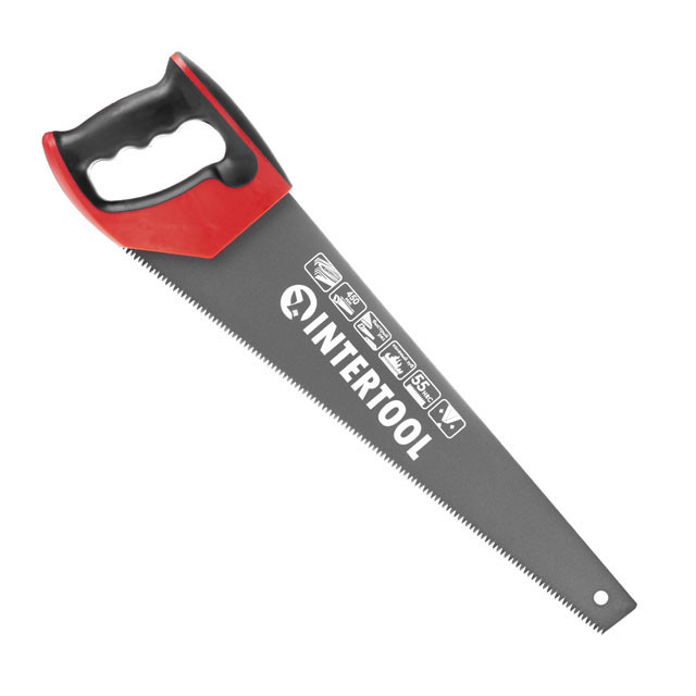Ножівка по деревині, 450 мм, з тефлоновим покриттям, з гартованим зубом, потрійне заточування, 7 зуб/дюйм INTERTOOL HT-3108 Київ - фото 1