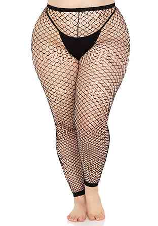Колготки без стопи Leg Avenue Industrial Net footless tights, 1X/2X, чорні, в сітку Sex Aura Київ