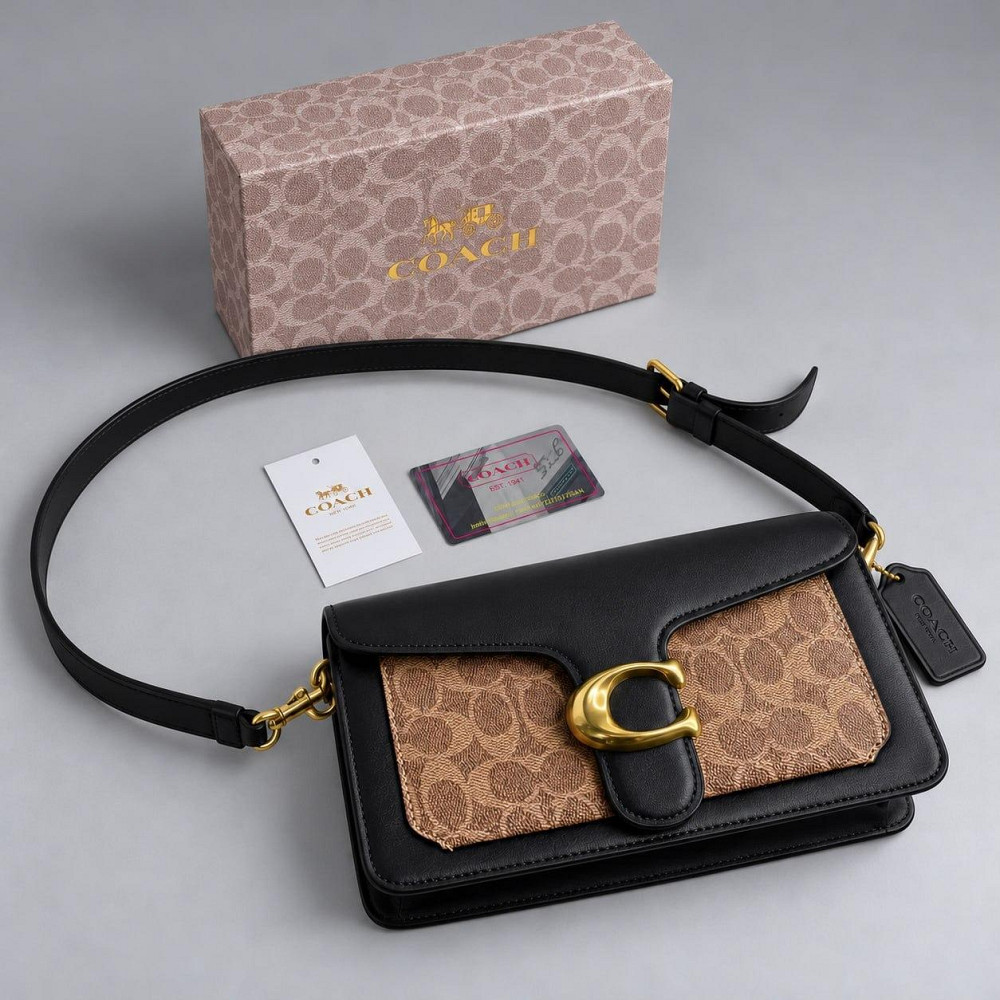 Женская брендовая сумочка Coach Tabby Shoulder black/brown Lux Киев - изображение 2