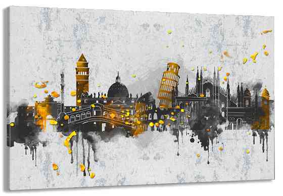 Картина холст в гостиную / спальню  Міста в абстракції   MLP_298 70x140 см Киев