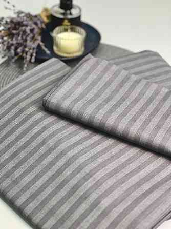 Комплект постельного белья Ideal Textile бязь тауп графит в полоску Двуспальный Евро Черновцы