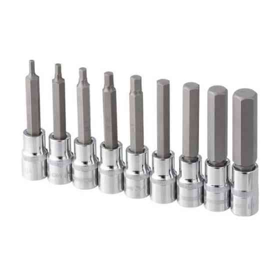 Набір біт HEX у кейсі, 1/2", S2, H4-H17, 100 мм, STORM INTERTOOL ET-8406 Київ