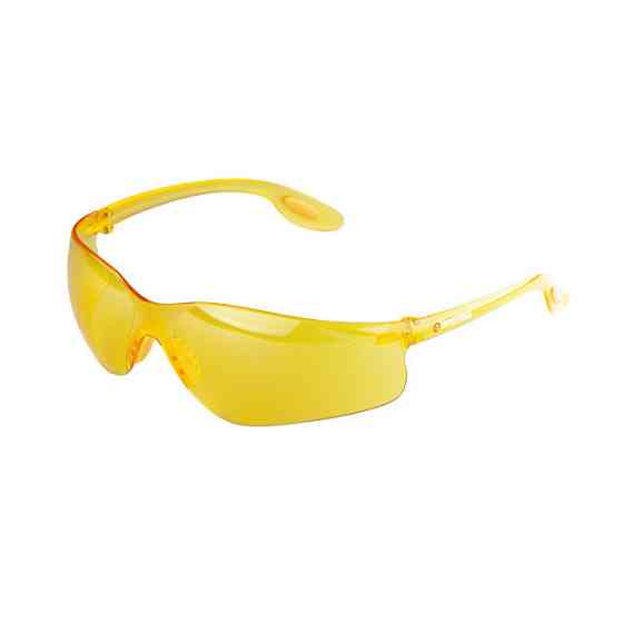 Окуляри захисні, жовті, лінзи полікарбонат, заушники полікарбонат, захист від удару INTERTOOL SP-0086 Київ