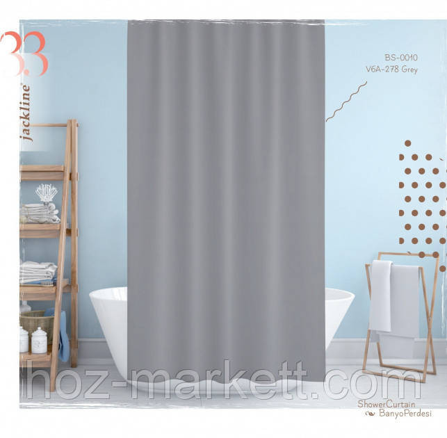 Тканевая шторка для душа Jackline 180 х 200 см Турция серая Харьков - изображение 1