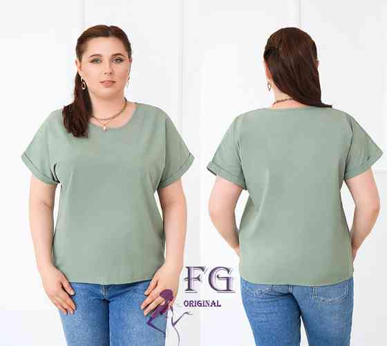 Літня блузка футболка вільного крою "Moment" оптом | Норма і батал Оливковий, 50-52 Київ