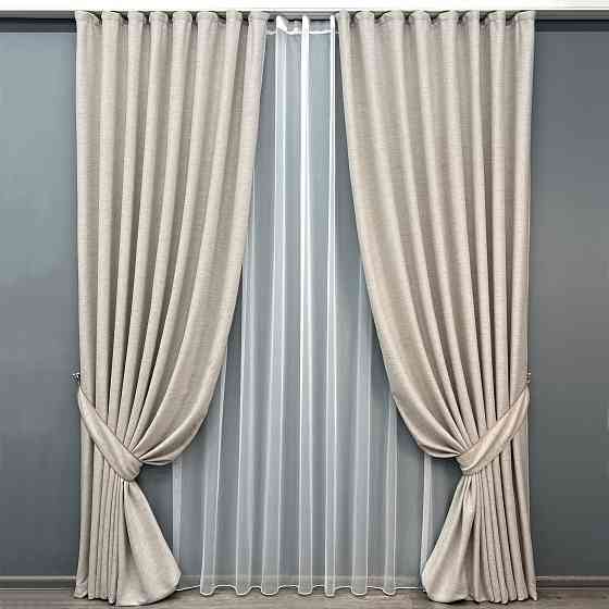 Комплект штор VR-Textil TWEED_V 200х270 2шт и Тюль 600х270 1914ш-1153т Пепельный с белым 71-145/7 Киев