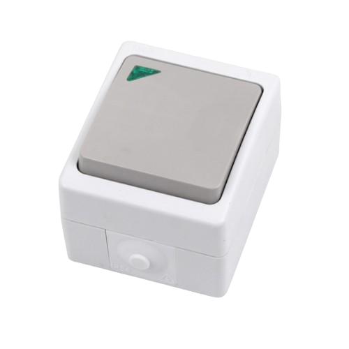 754 білий Вимикач зовнішній 1кл IP54 з підсвічуванням Лезард Житомир - фото 1