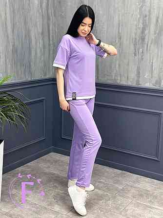 Летний трикотажный костюм-двойка Summer батал 50-52, Лавандовый Киев