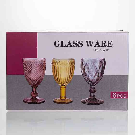 Набір келихів для вина 6 штук 240 мл на ніжці скляні Yiwu HP-19-190 Коломыя