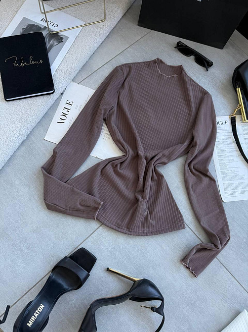 Женский теплый базовый гольф из ангоры рубчик Мокко, 42/46 Одесса - изображение 1