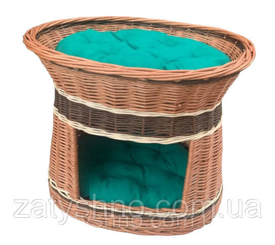 Лежак круглый для кошки плетеный, с подушкой Киев - изображение 1