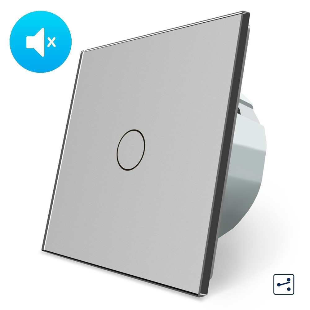 LIVOLO Безшумний сенсорний прохідний/перехресний вимикач 1 сенсор Livolo сірий скло (VL-C701SQ- Коломия - фото 4