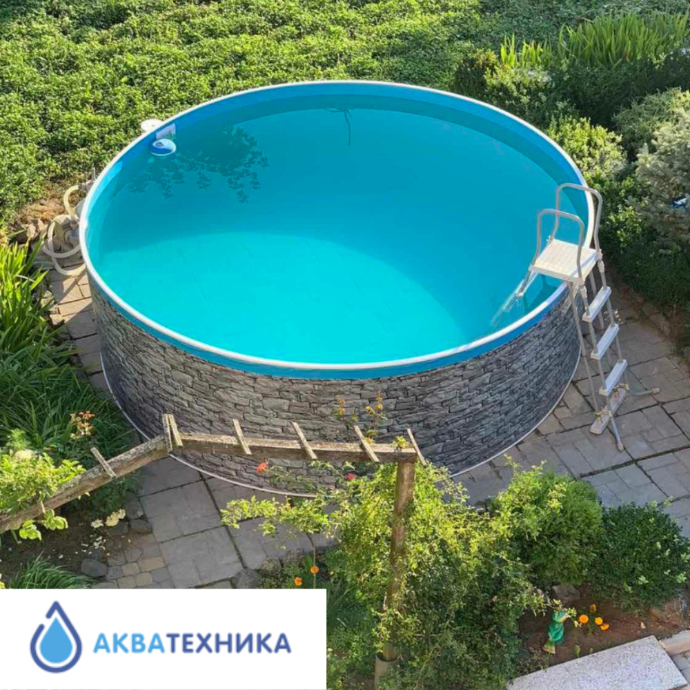 Басейн каркасний круглий Azuro 4.6 х 1.2 м Stone морозостійкий Київ - фото 7
