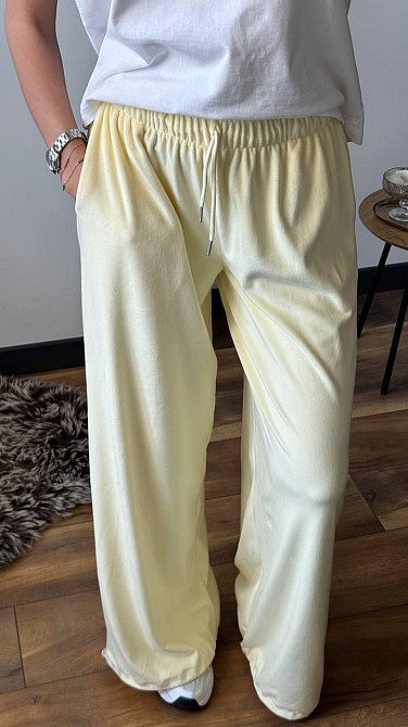 Женские прогулочные брюки из плюш велюра Лимонный, 44/46 Одесса - изображение 6