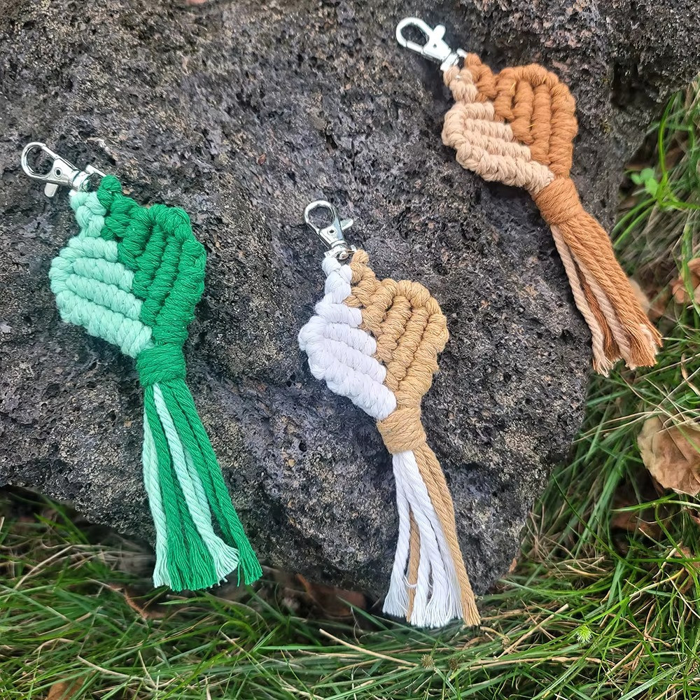 Набір макраме для рукоділля для ручної пряжі брелока для ключів або аксесуарів 15х5см, коричневий з білим Кам'янець-Подільський - фото 4