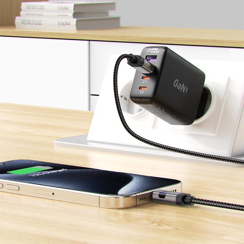 Кабель ACEFAST C15-04 USB-A to USB-C zinc alloy digital display braided charging data cable Black Одесса - изображение 6