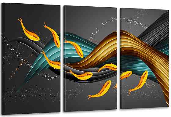 Модульна картина у вітальню/ спальню Золоті рибки   ART-006_3A Київ